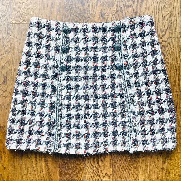 VERONICA BEARD STARK TWEED MINI SKIRT Houndstooth-patterned SIZE 4 - Picture 5 of 13